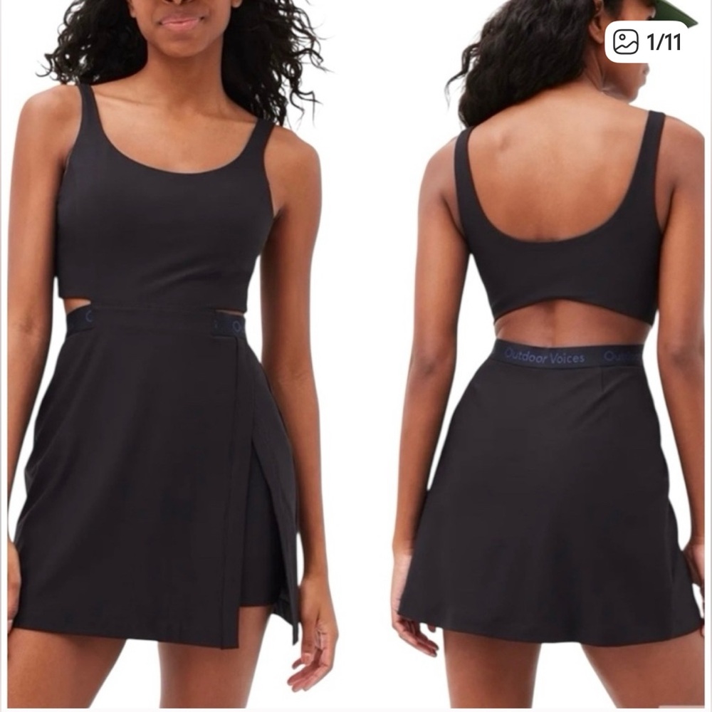 Outdoor Voices Black Cutout Back Tennis Dress XS Athleisure Athletic Tennis Prep
